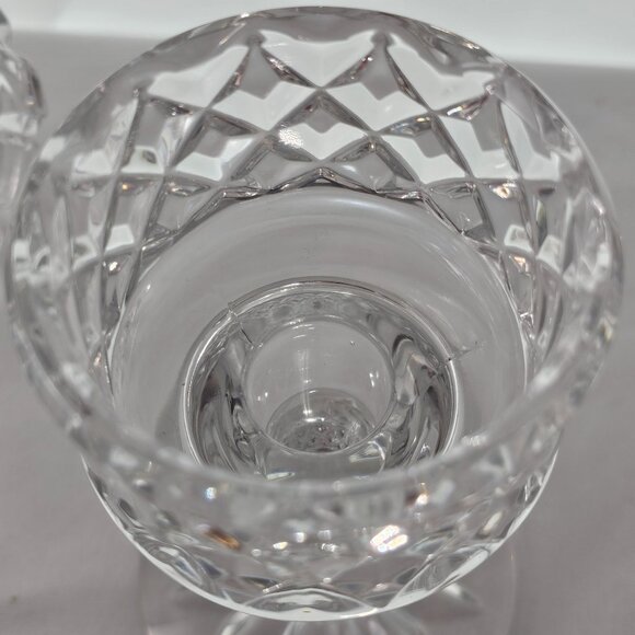 Cut Crystal Candle Hurricane Lamp 11" diamond stars fan luxury glass romantic - Picture 6 of 9